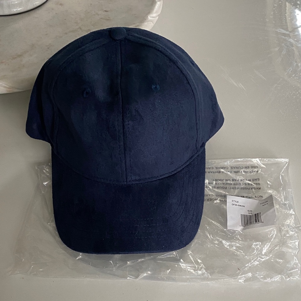 Aqua Navy Blue Suede Cap
